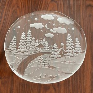 NWT Studio Nova Winter Wonderland Glass Party Platter